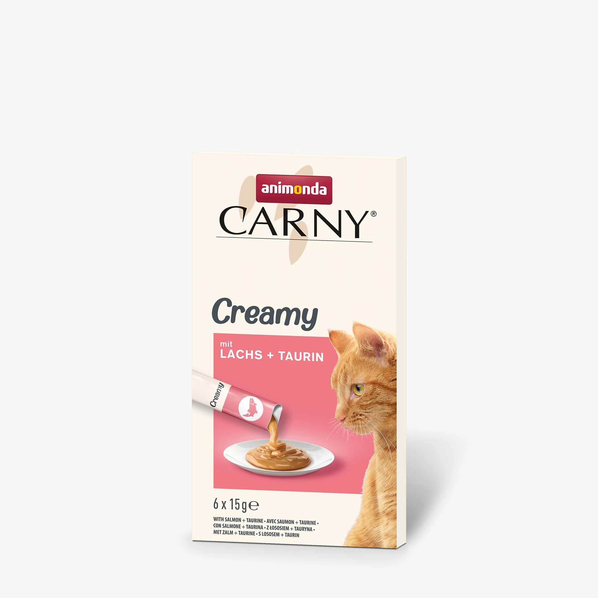Animonde gard. kaķ.Carny Cream Snack Lasis,taurīns 6x15g