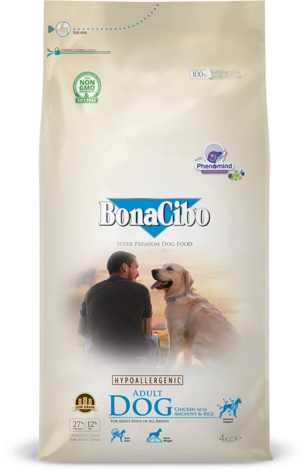 BonaCibo s/b suņiem Adult Chicken&Rice,Anchovy 15.0