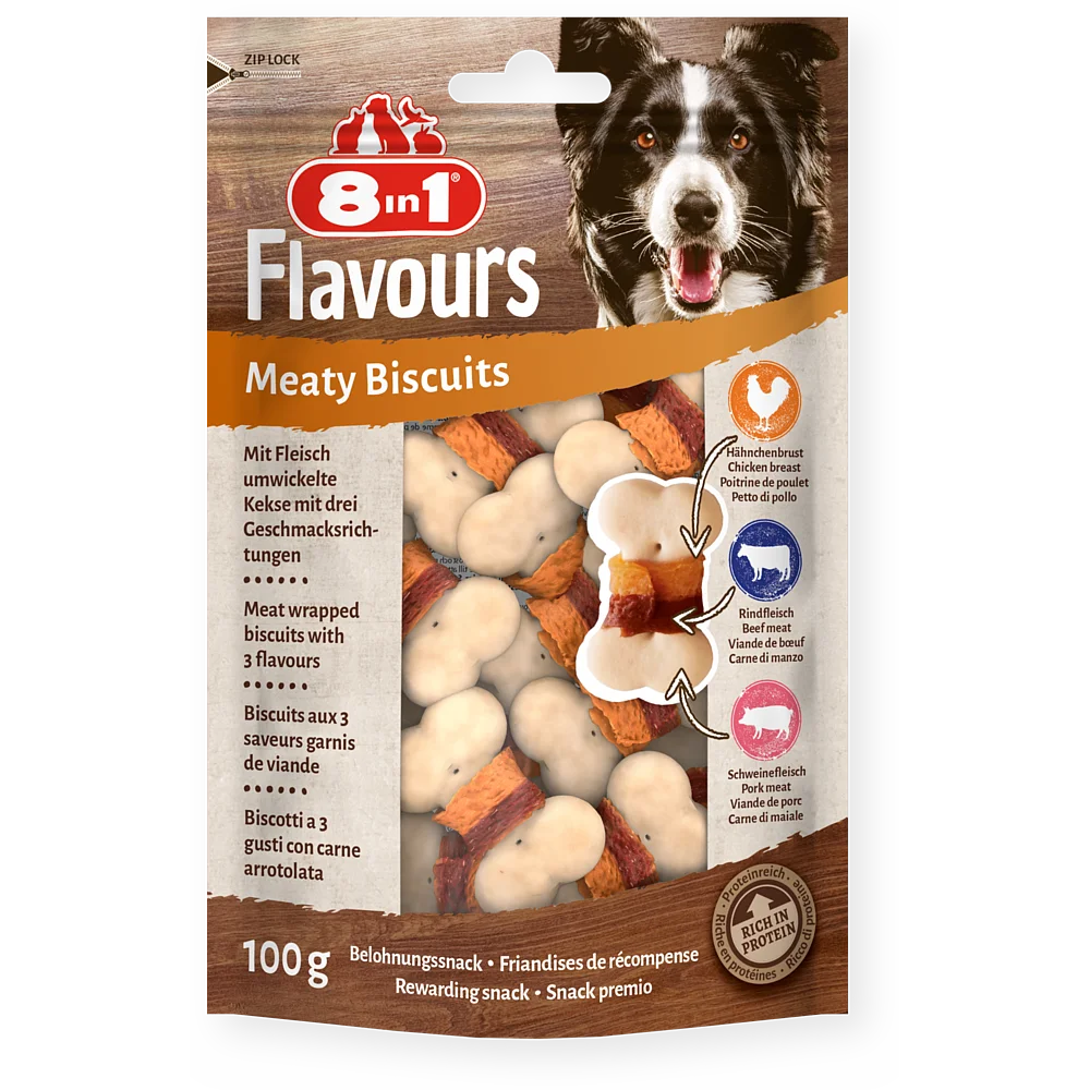 8in1 Gard/suņiem "Flavours Meaty Biscuits 100g