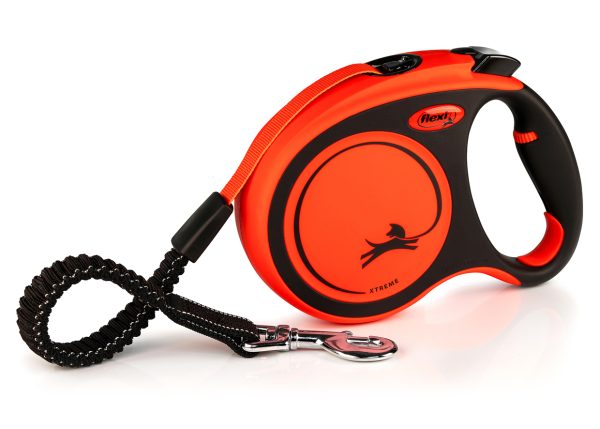 Pavada Flexi Xtreme L lente 5m/50kg(melna/oranža)