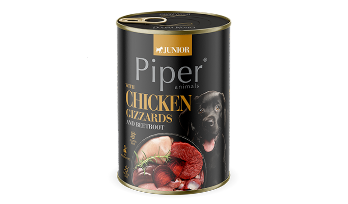 Piper Junior k/suņ. Vistu rīklītes,brūnie rīsi 0.4 N