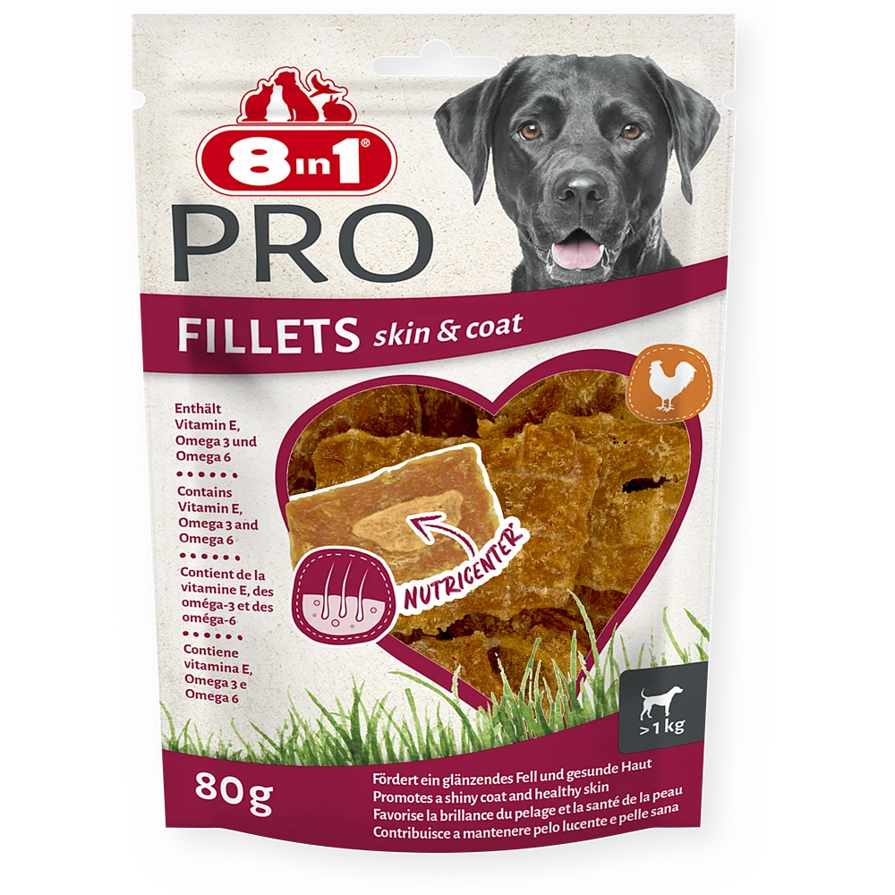 8in1 Gard./suņiem "Fillets Pro Skin&Coat"  S 80g(ādai,apmat)